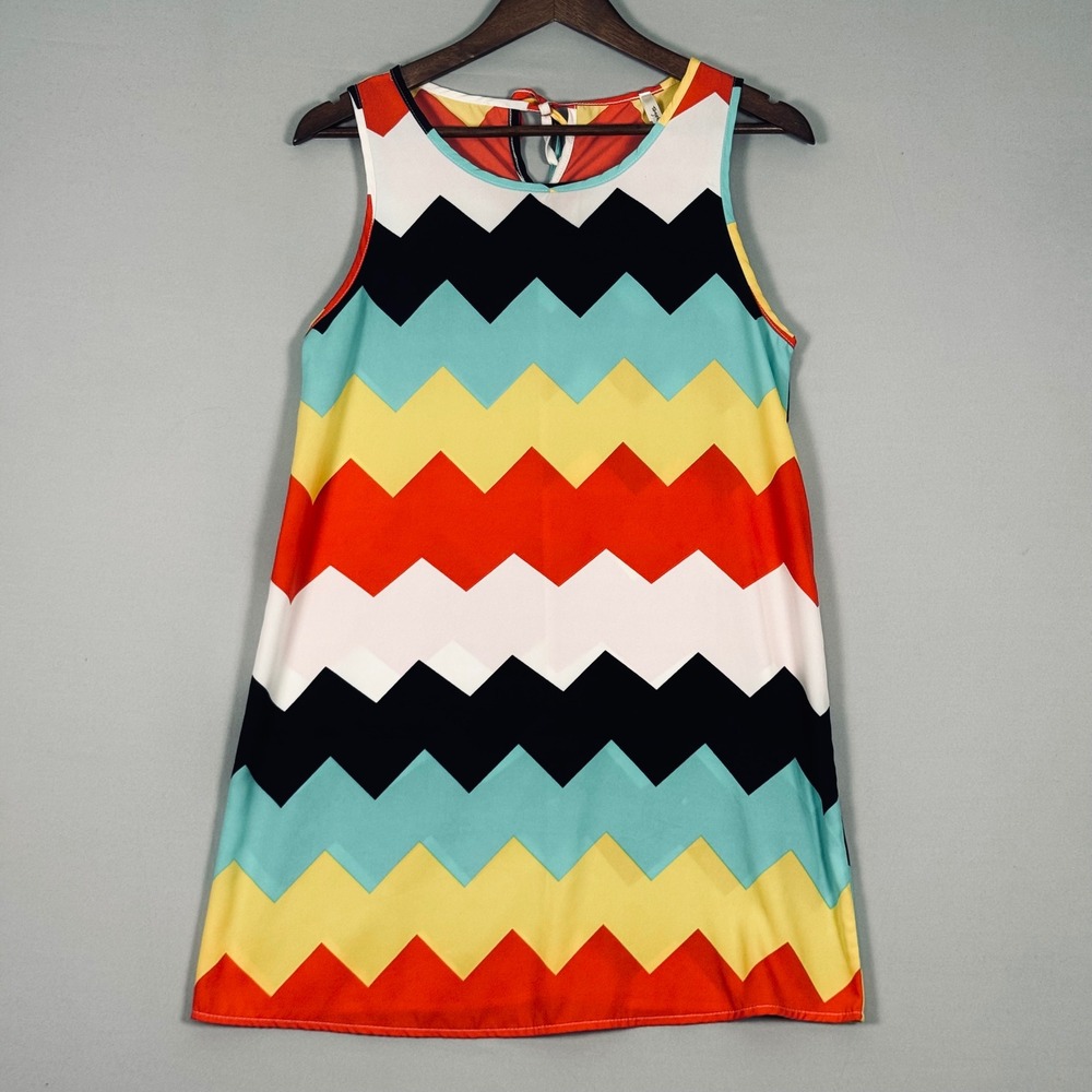 Together Sleeveless Chevron Tank Top Multicolor Geometric Print Women
